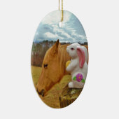 Gelbes Pferd, Frühlingshasen Keramikornament (Rechts)