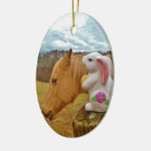 Gelbes Pferd, Frühlingshasen Keramikornament (Links)