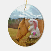 Gelbes Pferd, Frühlingshasen Keramikornament (Links)