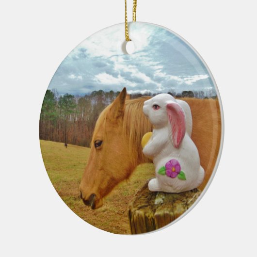 Gelbes Pferd, Frühlingshasen Keramikornament (Links)