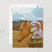 Gelbes Pferd, Frühlingshasen Postkarte (Vorne/Hinten)
