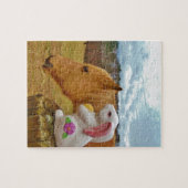 Gelbes Pferd, Frühlingshasen Puzzle (Horizontal)