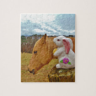 Gelbes Pferd, Frühlingshasen Puzzle