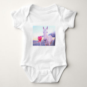 Gelbes Pferd und Rotes Herz Baby Strampler