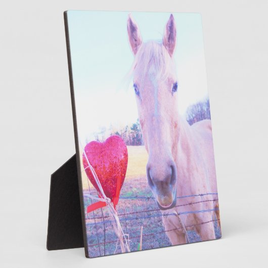 Gelbes Pferd und Rotes Herz Fotoplatte (Seite)