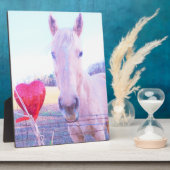 Gelbes Pferd und Rotes Herz Fotoplatte (Seite)