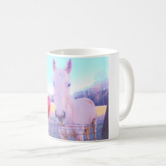 Gelbes Pferd und Rotes Herz Kaffeetasse (VorderseiteRechts)