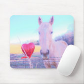 Gelbes Pferd und Rotes Herz Mousepad (Mit Mouse)