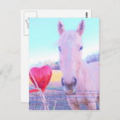 Gelbes Pferd und Rotes Herz Postkarte (Vorne/Hinten)