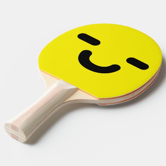Gelbes Pingpongpaddel mit gelbem Smiley Tischtennis Schläger (Vorderseite)