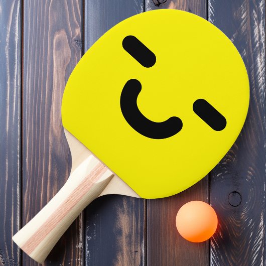 Gelbes Pingpongpaddel mit gelbem Smiley Tischtennis Schläger