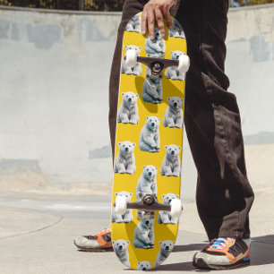 Gelbes Polarbär-Musterdesign Skateboard