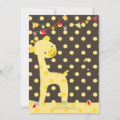 Gelbes Polka Dot Giraffe Personalisiertes Party Einladung (Rückseite)