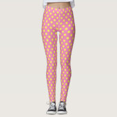 Gelbes Polka-Dotter-Muster in Ihrer Hintergrundfar Leggings (Vorderseite)
