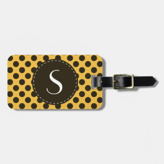 Gelbes Polka-Punkt-Monogramm-personalisierter Gepäckanhänger