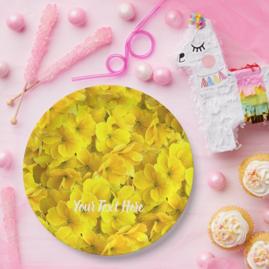 Gelbes Primrose-Blume-Muster Pappteller (Party)