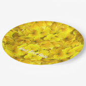 Gelbes Primrose-Blume-Muster Pappteller (Schrägansicht)
