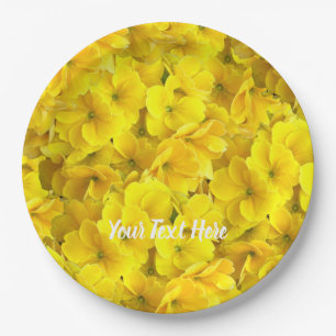 Gelbes Primrose-Blume-Muster Pappteller