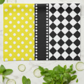 Gelbes Punkt-Schachbrett Geschirrtuch (Gefaltet)