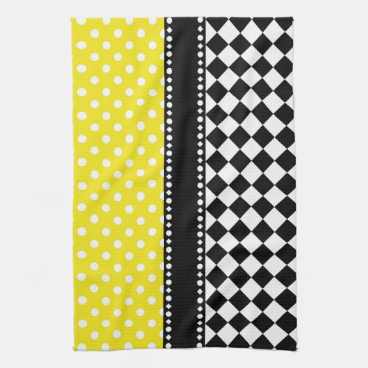 Gelbes Punkt-Schachbrett Geschirrtuch (Vertikal)