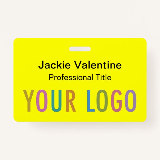 Gelbes PVC-Name-Abzeichen mit Clip Lanyard oder Re Ausweis (Vorderseite)