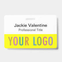 Gelbes PVC-Name-Abzeichen mit Clip Reel oder Lanya