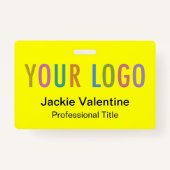 Gelbes PVC-Name-Abzeichen mit Logoklammer Lanyard Ausweis (Vorderseite)