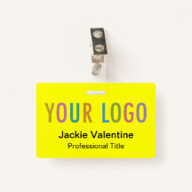 Gelbes PVC-Name-Abzeichen mit Logoklammer Lanyard