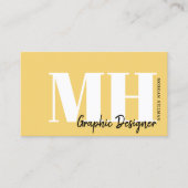 Gelbes QR-Code Einfache Monogramm Visitenkarte (Vorderseite)