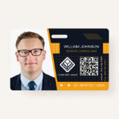 Gelbes QR-Foto-ID-Abzeichen | Unternehmensmitarbei Ausweis (Vorderseite)