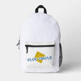 Gelbes Quadrat mit Balken und optischem Pixel-Text Bedruckter Rucksack