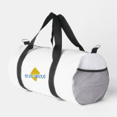 Gelbes Quadrat mit Balken und optischem Pixel-Text Duffle Bag (Rechte Ecke)