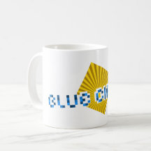 Gelbes Quadrat mit Balken und optischem Pixel-Text