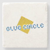 Gelbes Quadrat mit Balken und optischem Pixel-Text Steinuntersetzer (Vorderseite)