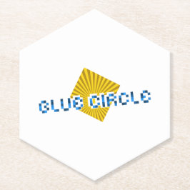 Gelbes Quadrat mit Balken und optischem Pixel-Text Untersetzer