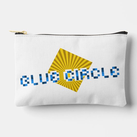 Gelbes Quadrat mit Balken und optischem Pixel-Text Zubehörtasche (Vorderseite)