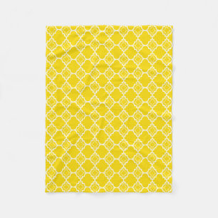 Gelbes Quatrefoil geometrisches Muster Fleecedecke