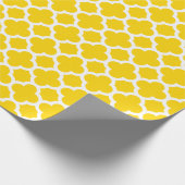 Gelbes Quatrefoil Gitter-Muster-Packpapier Geschenkpapier (Ecke)