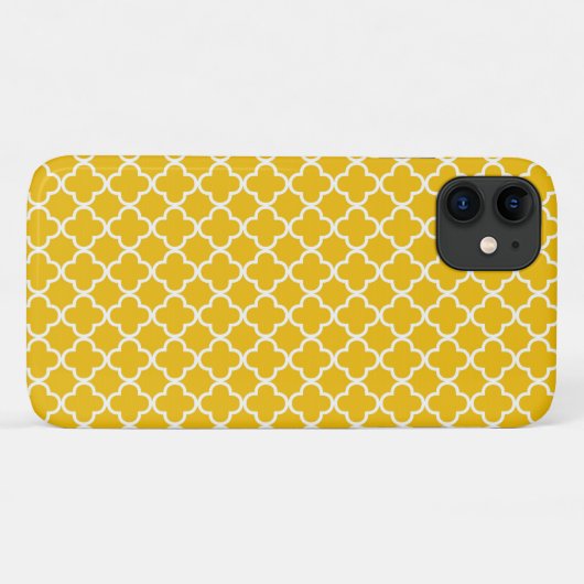 Gelbes Quatrefoil Muster Case-Mate iPhone Hülle (Rückseite (Horizontal))