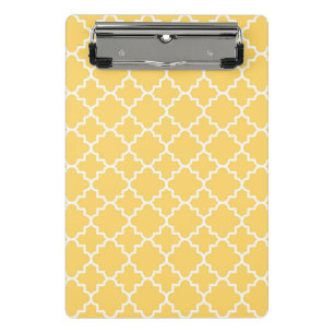 Gelbes Quatrefoil Muster Mini Klemmbrett