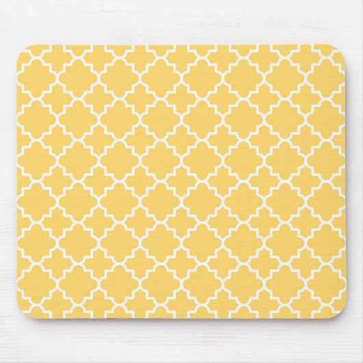 Gelbes Quatrefoil Muster Mousepad (Vorne)