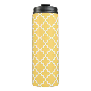 Gelbes Quatrefoil Muster Thermosbecher