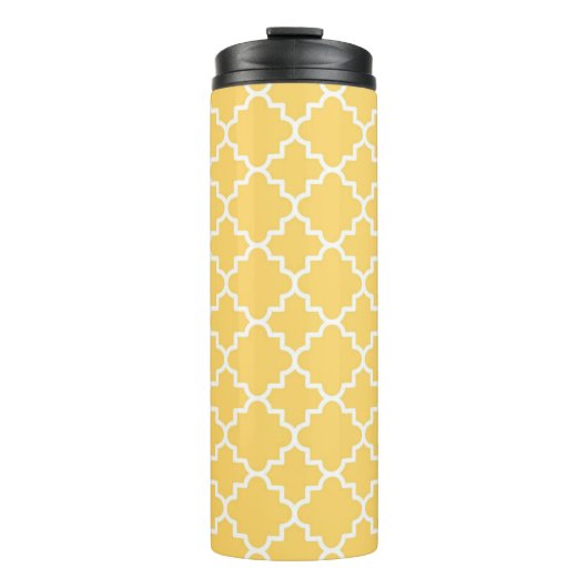 Gelbes Quatrefoil Muster Thermosbecher (Vorderseite)