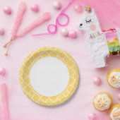 Gelbes Quatrefolienmuster Pappteller (Party)