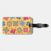 Gelbes Quilt-Block-Gepäck oder Nähmaschine Tag Gepäckanhänger (Rückseite horizontal)