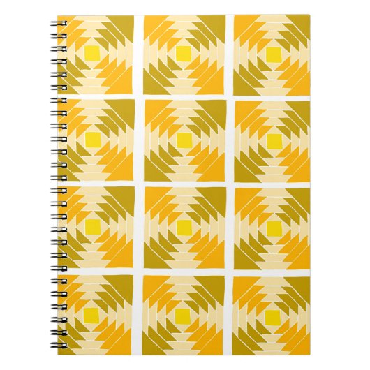 Gelbes Quiltmuster-Notebook Notizblock (Vorderseite)