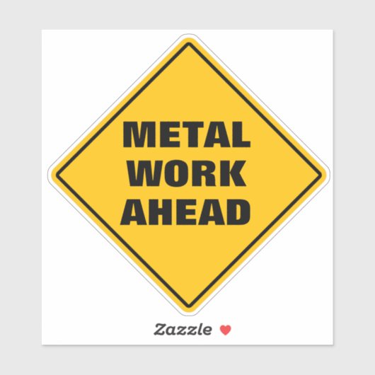 Gelbes Rautenstraßenwarnzeichen: Metallarbeiten vo Aufkleber (Blatt)