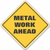 Gelbes Rautenstraßenwarnzeichen: Metallarbeiten vo Aufkleber (Vorderseite)