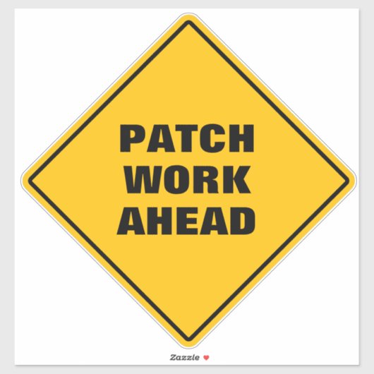 Gelbes Rautenzeichen-Patchwork voran lustig Aufkleber (Blatt)