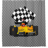 Gelbes Rennwagen Duschvorhang (Vorderseite)